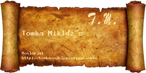 Tomka Miklós névjegykártya
